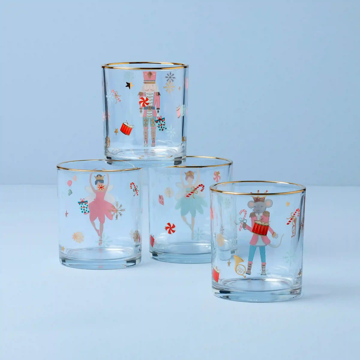 Nutcracker Ballet Double Old Fashioned Glasses, Set Of 4