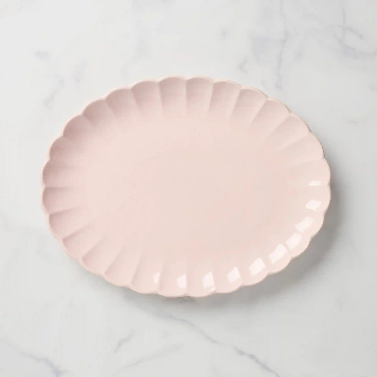 French Perle Scallop Blush Serving Platter