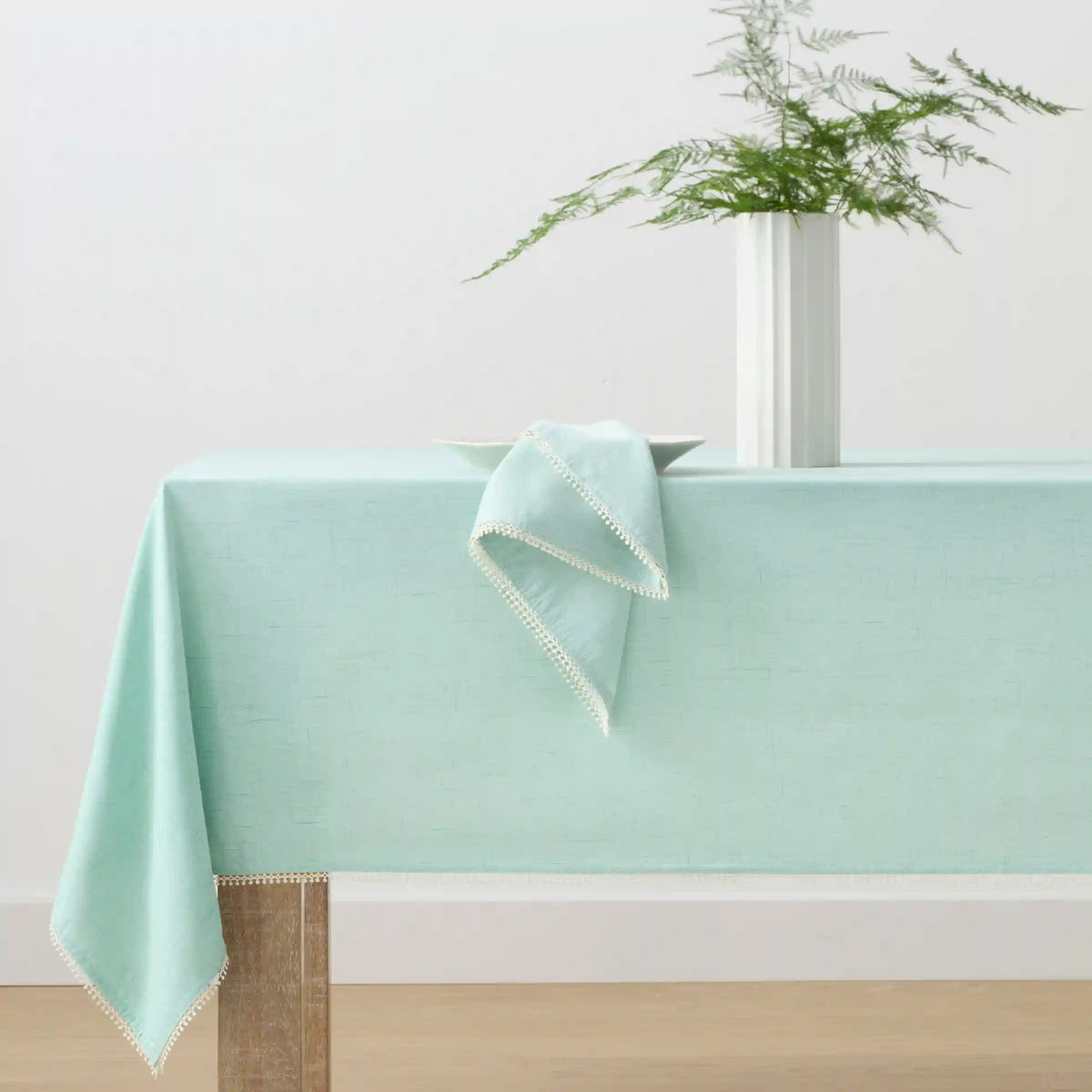 French Perle Solid Ice Blue 52x70 Tablecloth