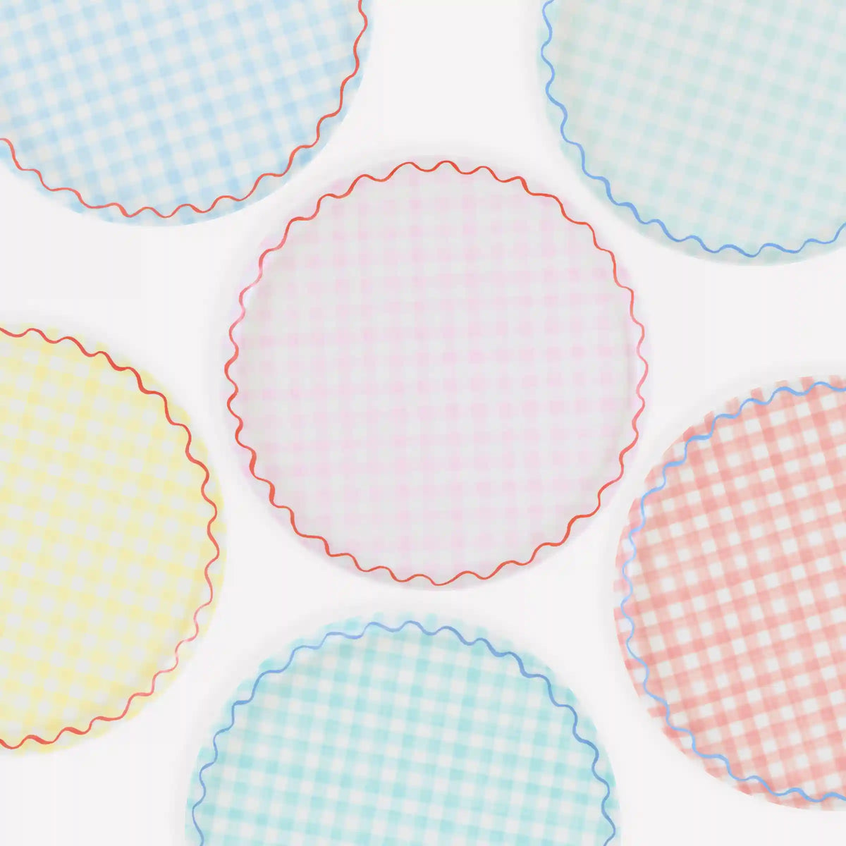 Gingham Reusable Large Plates, Set of 6