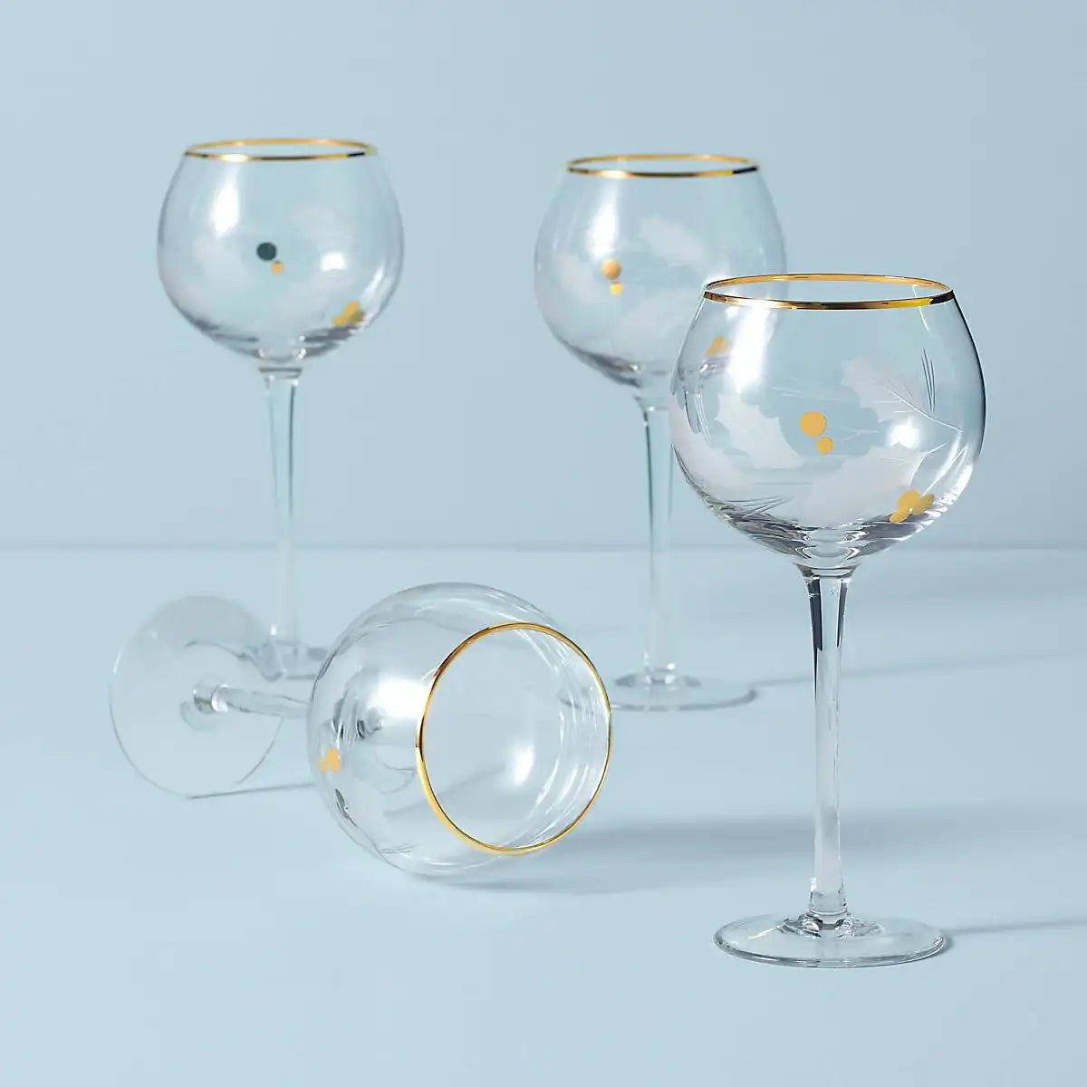 Holiday Gold Balloon Glasses, Set of 4
