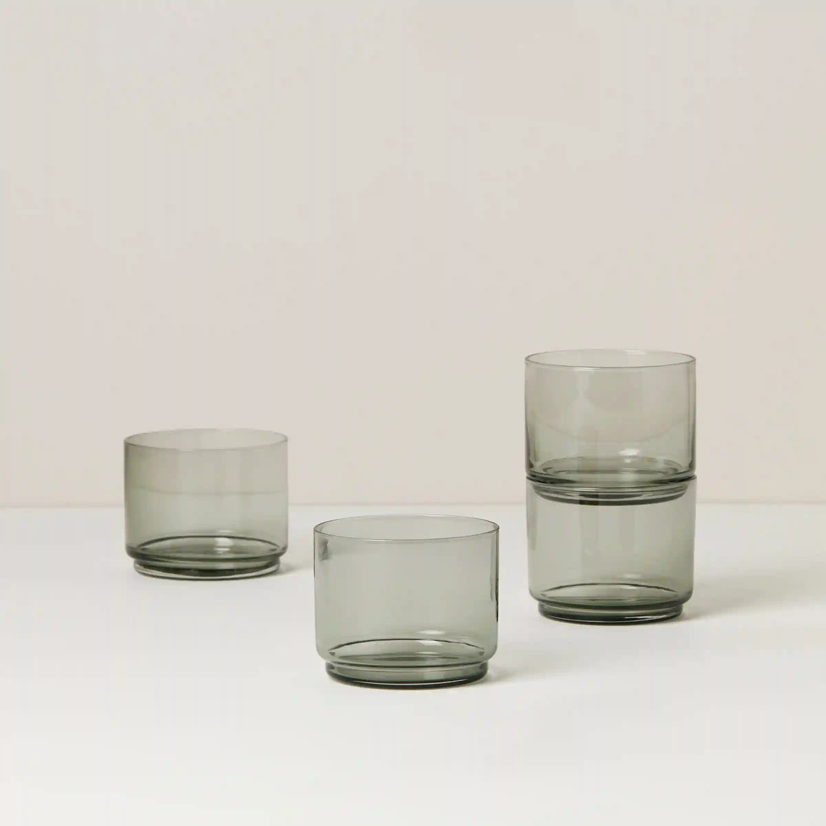 Tuscany Classics Stackable Smoke Short Glasses,  Set of 4