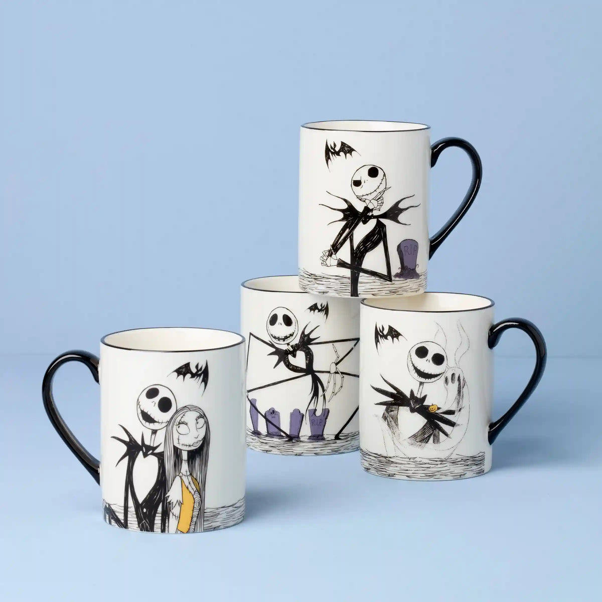 Nightmare Before Christmas Mugs, Set of 4