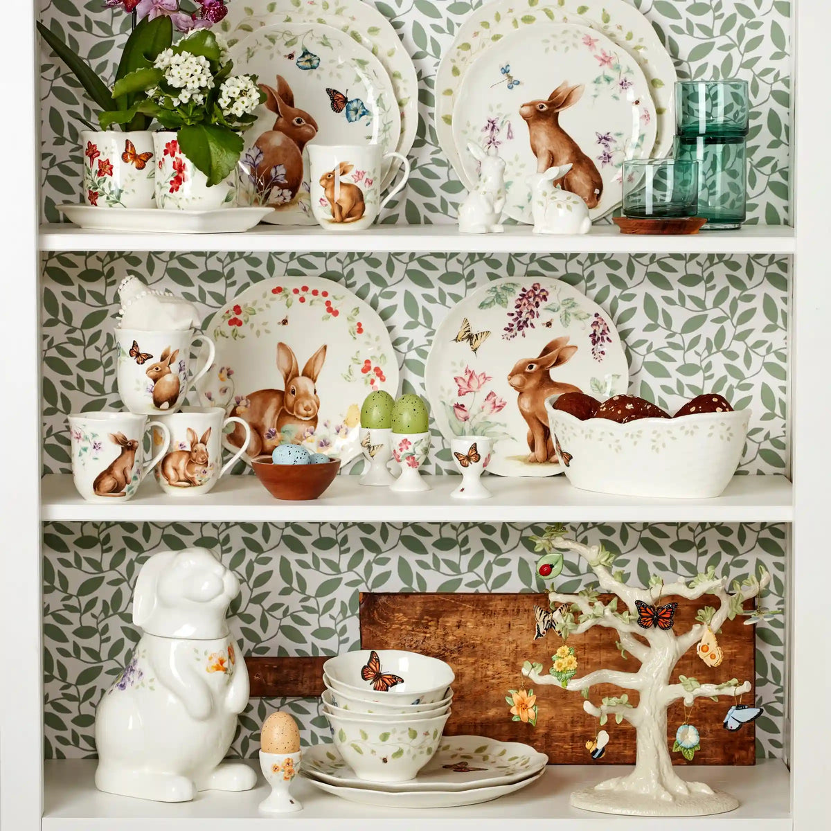 Butterfly Meadow Bunny 16-Piece Dinnerware Set