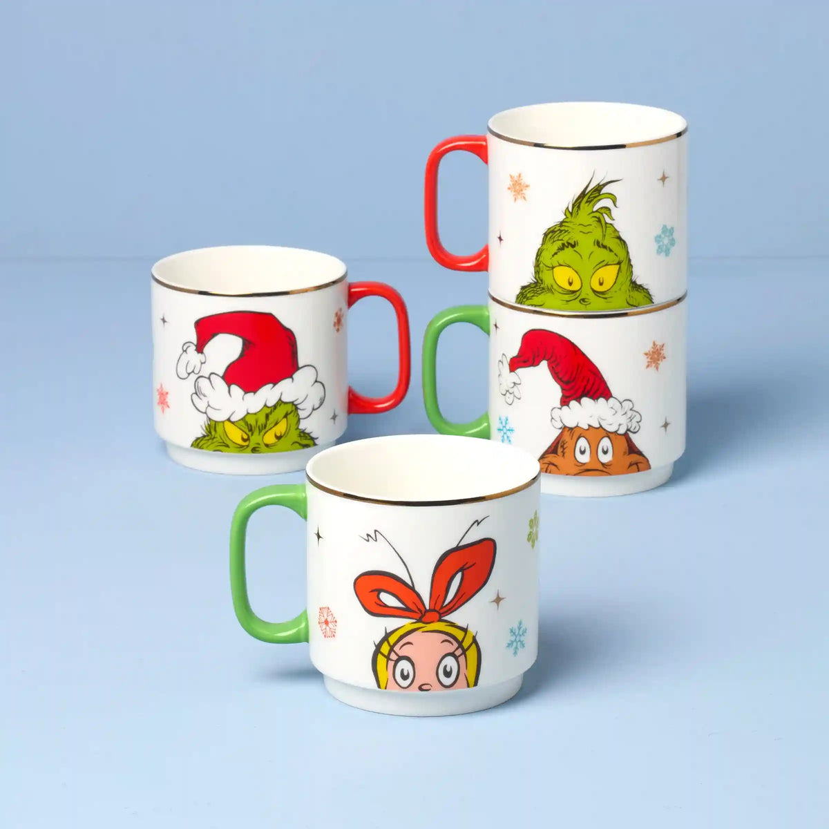 Merry Grinchmas Stackable Mugs, Set of 4